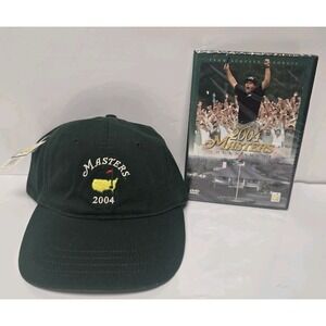 Masters Golf Hat Cap Green Strap Back New With Tags With 2004 DVD!!! RARE BUNDLE